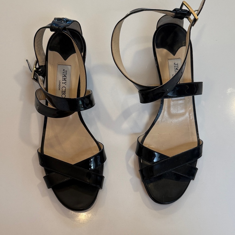 Jimmy Choo Glossy Black Sandals